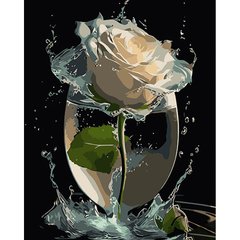 Картина по номер. на холсті 40*50см Strateg чорний холст AH1001 Троянда у скляній вазі