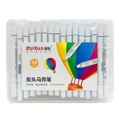 Скетч маркеры для рисования Zuixua двусторонние для бумаги набор 48 шт ZX-600-48