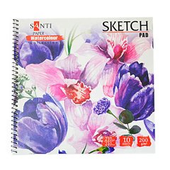 Альбом для акварелі Santi 21*21см Paper Watercolour Collection 10арк 200г/м Floristics 742622