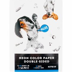 Папір кольоровий А4 10арк двосторонній KITE мод 288 Dogs K22-288