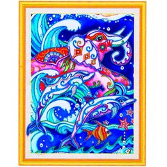 Алмазная живопись мозаика по номерам на холсте 40*50см Лидер 211 Слон и дельфины