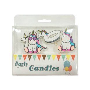 Свечи-набор для торта Party Candles 4 свечи Единорожки 031260