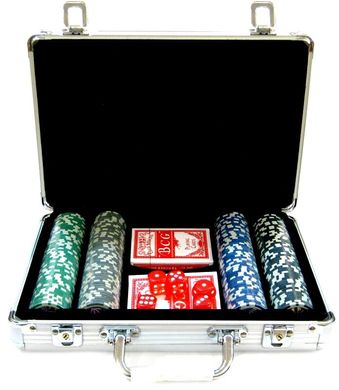 Набор Poker Game Set Эксклюзив 200 фишек с номиналом +2колоды, в металл. кейсе 13OL0345-2