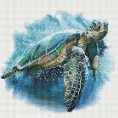 Алмазна мозаїка по номерам на холсті 40*40см Идейка АМО7430 Блакитна черепаха
