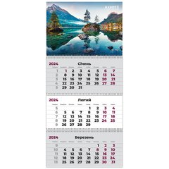 Календар настінний квартальний 2024 Axent на 3 спиралі 29,7*63см 8803-24-9-A Water 3