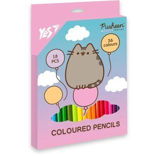 Олівці кольорові 18шт/36кол. YES Pusheen. Balloons двокольорові 290751