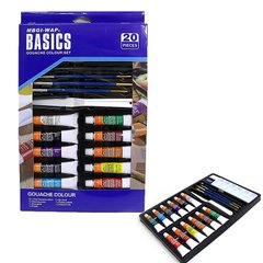 Гуашь Basics набор 12цв. по 12мл, палитра, кисти, карандаш, ластик, точилка, мастихин WBDG1220