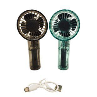 Вентилятор ручний Handheld Fan прозорий (аккум, USB) 14см асорті 1856/2605