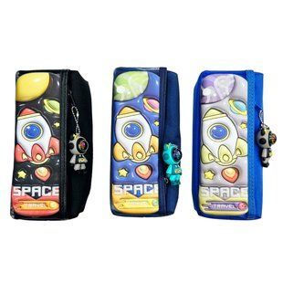 Пенал PVC Лидер 21*9*5см, Space Travel микс №6409