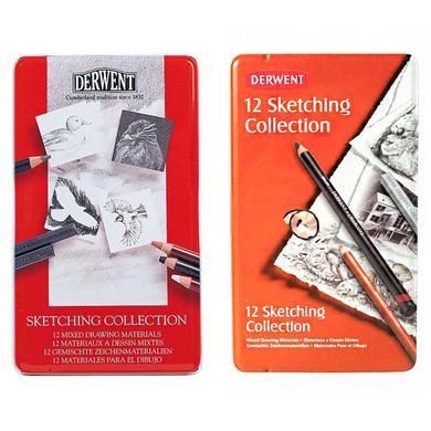 Набір для графіки Derwent Sketching Collection 12шт (6 брусков + 6 олівц.) в метал. кор. D-34305