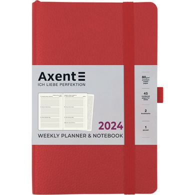 Еженедельник 2024 Axent 12,5*19,5 Partner Soft Skin 8509-24 - красный