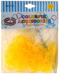 Резинки для плетения Rainbow Loom Bands 200шт. полупрозрачные Желтые 1005 +крючок