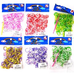 Резинки для плетения Rainbow Loom Bands 200шт. 1/2 Цвет в ассортименте +крючок RB-200-9