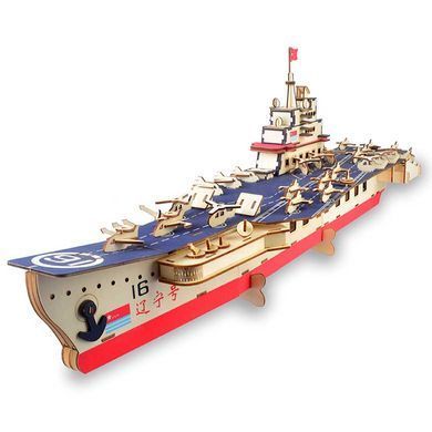 Деревянная сборная 3D модель WoodCraft Корабль-1 авианосец (21*34*3см) XA-G035H