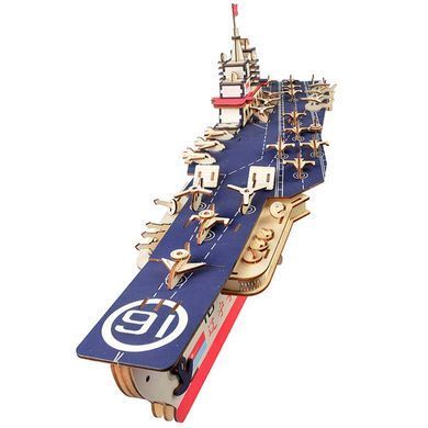 Деревянная сборная 3D модель WoodCraft Корабль-1 авианосец (21*34*3см) XA-G035H