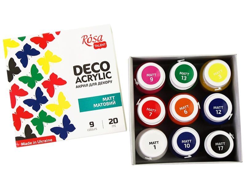 Start Color Rosa Матові акрилові фарби Rosa Start набір 9 кольорів 20 мл - купити вигідно