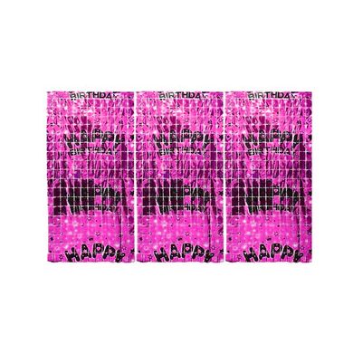 Набір святковий ЛИДЕР Фотозона шторка квадрат 1*2м Happy Birthday №13002-P (фіолет.,рожев., шампань.)