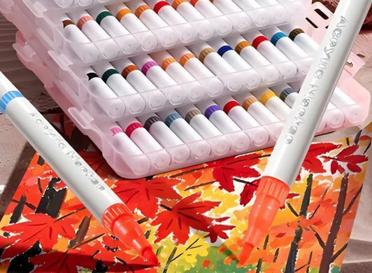 Маркер акриловий двосторонній Acrylic Marker набір 36шт 911-72 у пластиковому футлярі (боксі)
