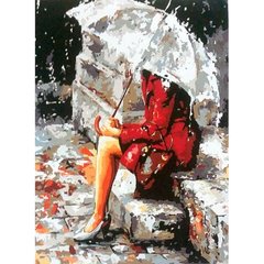 Алмазная живопись мозаика по номерам на холсте 40*50см Sultani ST-00122 Незнакомка под зонтом