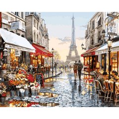 Картина раскраска по номерам на холсте 40*50см Babylon Premium NB443 Париж после дождя