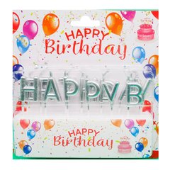 Свічки-набір для торта ЛИДЕР Буквы 'HAPPY BIRTHDAY' срібні 7575-3