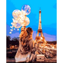 Картина по номер. на холсті 40*50см Бебилон Турбо VP1380 Повітряні кулі вечірнього Парижа