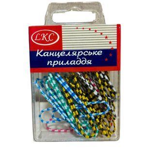 Скрепки цветные 50мм 25шт LKC цветная полоска №1036