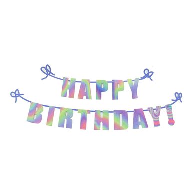 Растяжка праздничная Happy Birthday длина до 3,5м Буквы голографические 1314-4