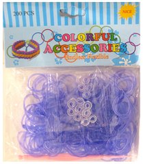 Резинки для плетения Rainbow Loom Bands 200шт. полупрозрачные Фиолетовые 1012 +крючок