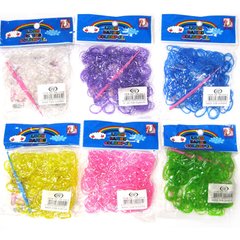 Резинки для плетения Rainbow Loom Bands 200шт. полупрозрачные Цвет в ассортименте +крючок RB-200-4