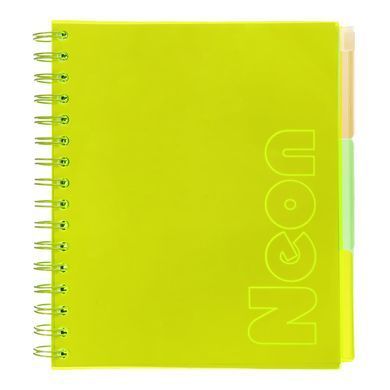 Зошит на спіралі В5 120арк Buromax пласт обкл 3 розд. Neon кл. BM.24359911-**, Зелений