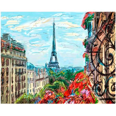 Картина по номер. на дереві 40*50см ЛИДЕР 5495 Париж з балкону