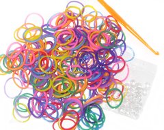 Резинки для плетения Rainbow Loom Bands 200шт. ароматизированные (ваниль), однотонные микс Ассорти 1217 +крючок