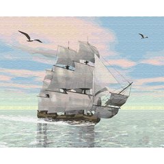Картина раскраска по номерам на холсте - 40*50см Никитошка GX29368 Корабль на рассвете