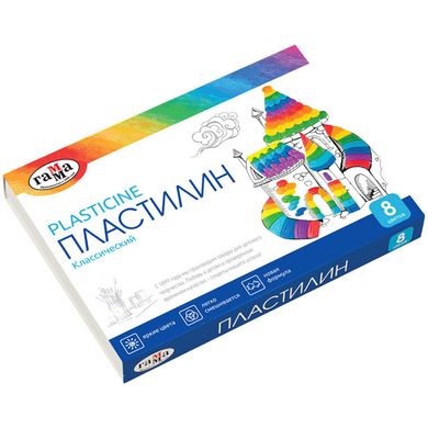 Пластилін 8кол. ГАММА Класичний со стеком 160г 281031