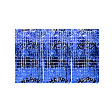 Набір святковий ЛИДЕР Фотозона шторка квадрат 1*2м Happy Birthday №13002-BL (синя)