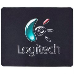 Килимок для миші 300х250мм тканина + гума Logitech (великий логотип) Black