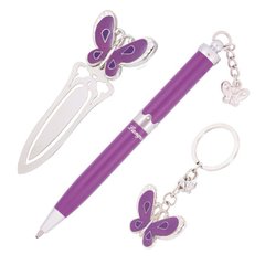 Ручки набір Langres Fly 1шт + брелок та закладка фіолетовий LS.132001-07