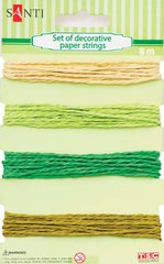 Шнур декоративний паперовий Santi набір 4шт*2м Зелено - Бежевий 952035