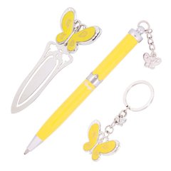 Ручки набір Langres Fly 1шт + брелок та закладка жовтий LS.132001-08