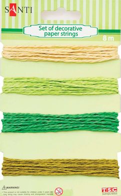 Шнур декоративный бумажный Santi набор 4шт*2м Зелено - Бежевый 952035