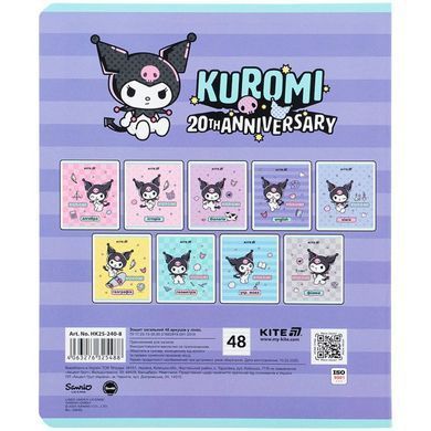 Тетрадь школьная предметная А5+ 168*203мм 48л. Kite в клетку, Kuromi Английский язык HK25-240-8
