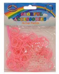 Резинки для плетения Rainbow Loom Bands 200шт. однотонные Розовые 1238 +крючок