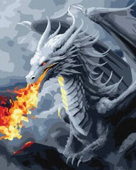Картина раскраска по номерам на холсте - 40*50см Идейка КН6561 Огнедышащий дракон