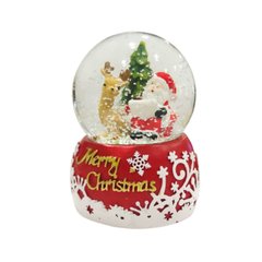 Сувенир Новогодний прозрачный шар со снегом d-6см с Дедом Морозом, Снеговиком 9см M-012