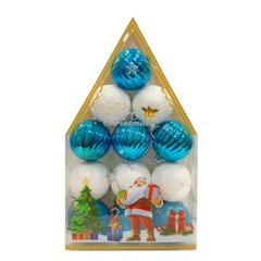 Набор новогодних украшений Лидер 'Шары 12шт' D6см 3 вида голубые/белые 2104-36039