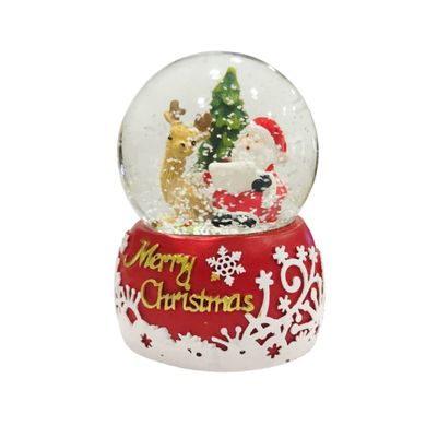 Сувенір Новорічний прозора куля снігова d-6см з Дідом Морозом, Сніговіком 9см M-012