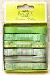 Набор ленточек из ткани Fantasia ribbon Лайм 6шт, 1м