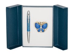 Ручки набір LANGRES "Papillon" 1шт.+гачок для сумки синій LS.122010-02
