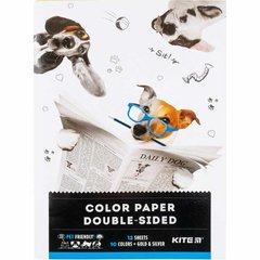 Папір кольоровий А4 12арк двосторонній KITE мод 287 Dogs K22-287